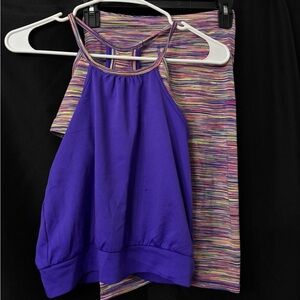 Kids Athletic Purple school and Multicolor Tank top and capri leggings - S (7/8)